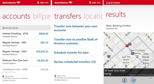 Bank of America mobile app